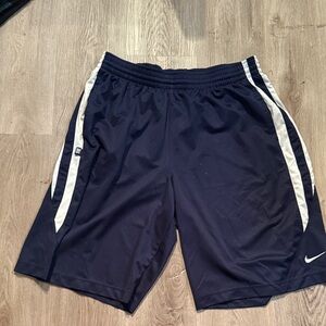 Nike Men's Dark Blue Athletic Shorts with White Accents
